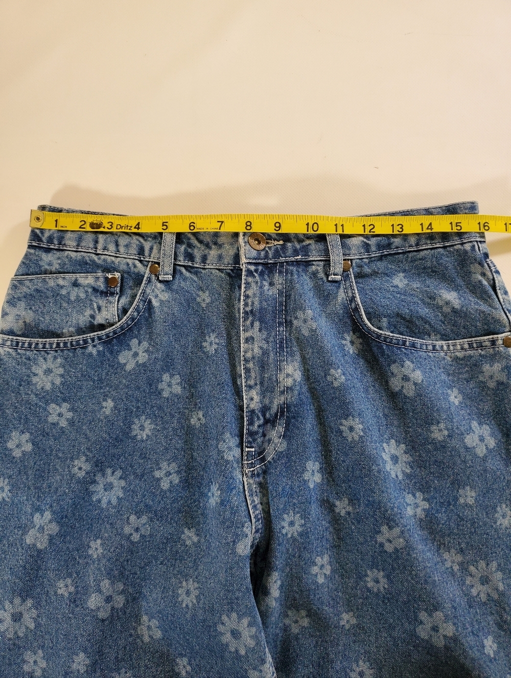 🟢7661 * The Ragged Priest Daisy Floral Print Straight Leg Jeans Blue Size 32 - Picture 11 of 16